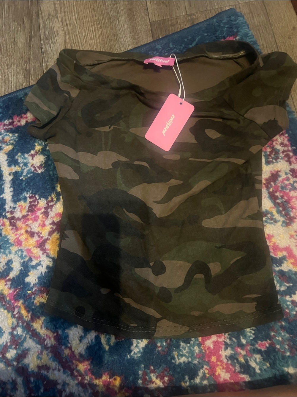 NWT edilted Women’s Camo Off-Shoulder Top